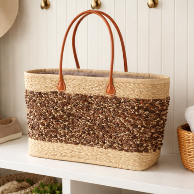 Knotted Raffia Basket - Monique
