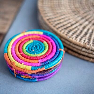 Sissy Bags Raffia Round Coasters (Set of 6)