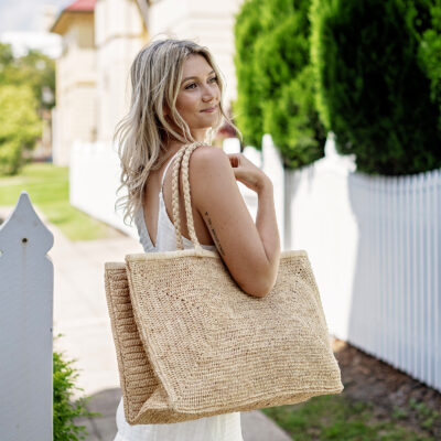 Crochet Raffia Tote Bag - Vanessa