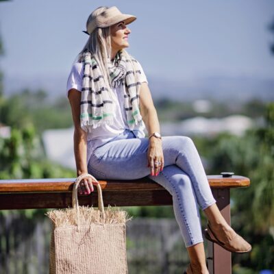 A longline woven raffia basket