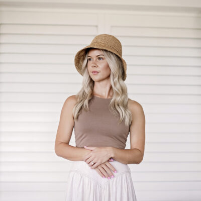 A crochet box hat