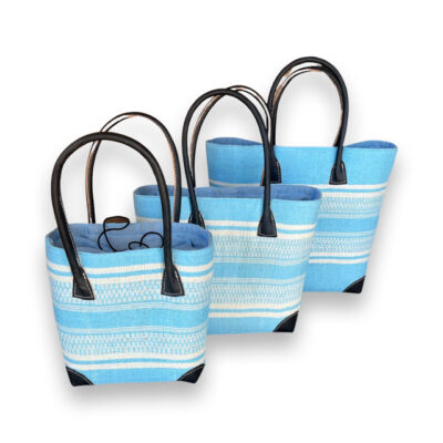 A set of 3 cotton baskets - turquoise
